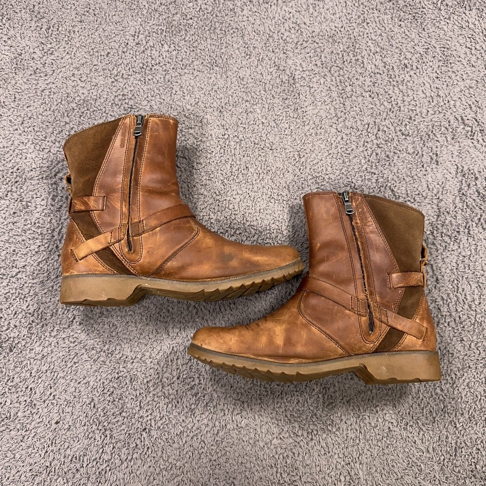 Teva Boots Womens 7.5 Brown Nubuck Leather Waterproof Buckle Bootie Outdoor - Picture 7 of 10